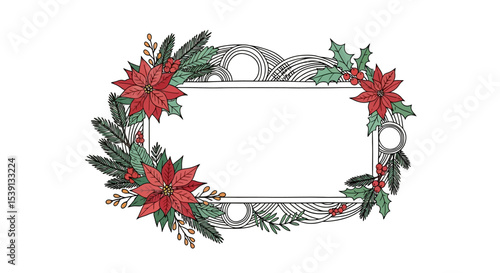 Elegant Christmas Floral Frame Printable Holiday Design for Cards, Invitations, and More