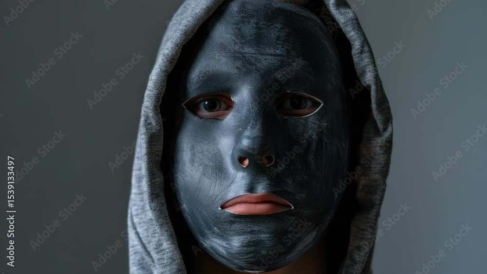Male with masked face, expressing solidarity with protest movement, emphasizing anonymity for security and empowerment. Male with masked face, expressing solidarity with protest movement, emphasizing anonymity for security and empowerment.