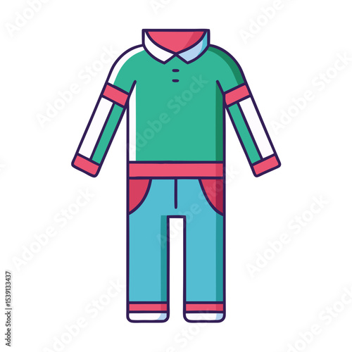 Icon of coordinated casual outfit with long sleeved polo shirt and pants