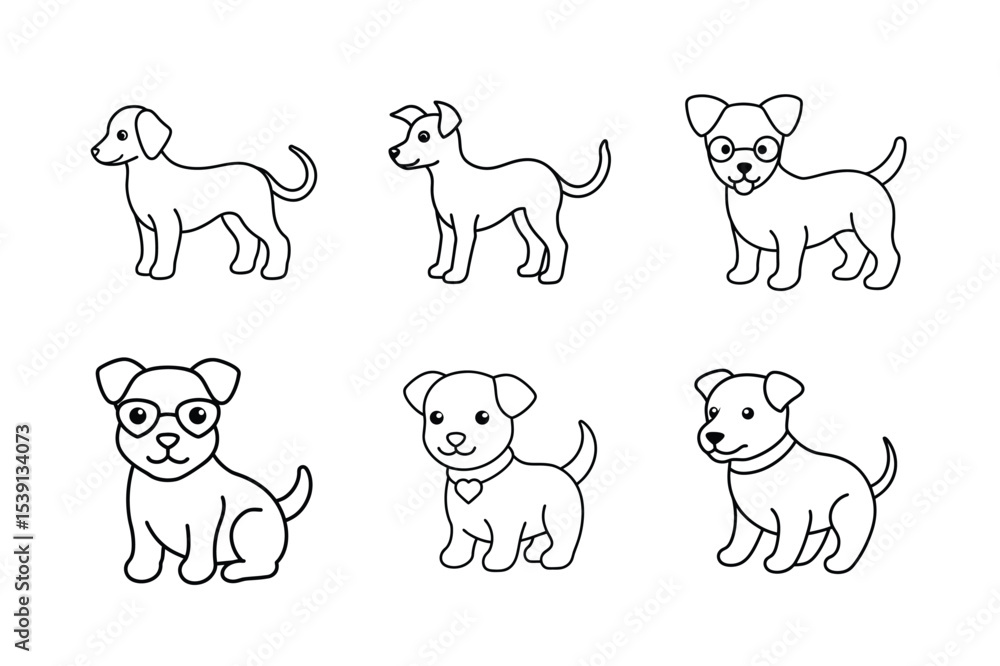 Dog different style line art design bundle Dog different style line art design bundle