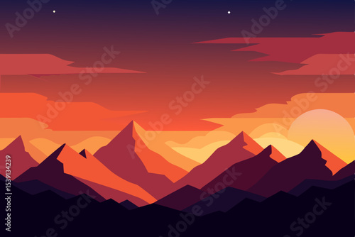 sunset in mountains