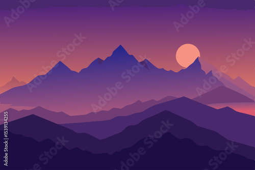 sunset in mountains