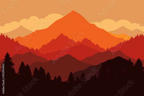 sunset in mountains