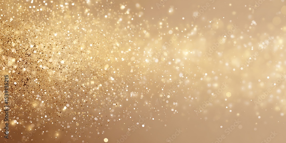 Fototapeta premium Abstract background of golden glitter and bokeh lights on a beige gradient surface texture effect