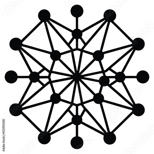 line-art-neural-network-web icon black silhouette vector illustration on transparent background