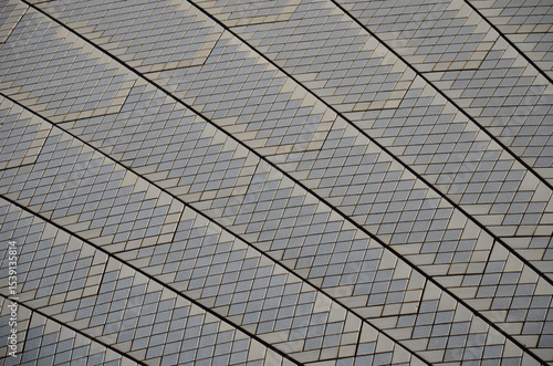 Close-up of Sydney's iconic intricate tiled roof pattern