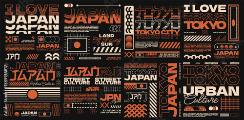 japanese streetwear t-shirt design set, japan urban graphic designs, urban japanese streetwear designs bundle, japanese stock vector, tokyo urban graphic, japan urban graphic, tokyo japan typography