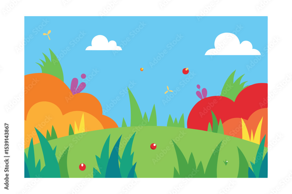 Fototapeta premium spring landscape with grass and flowers