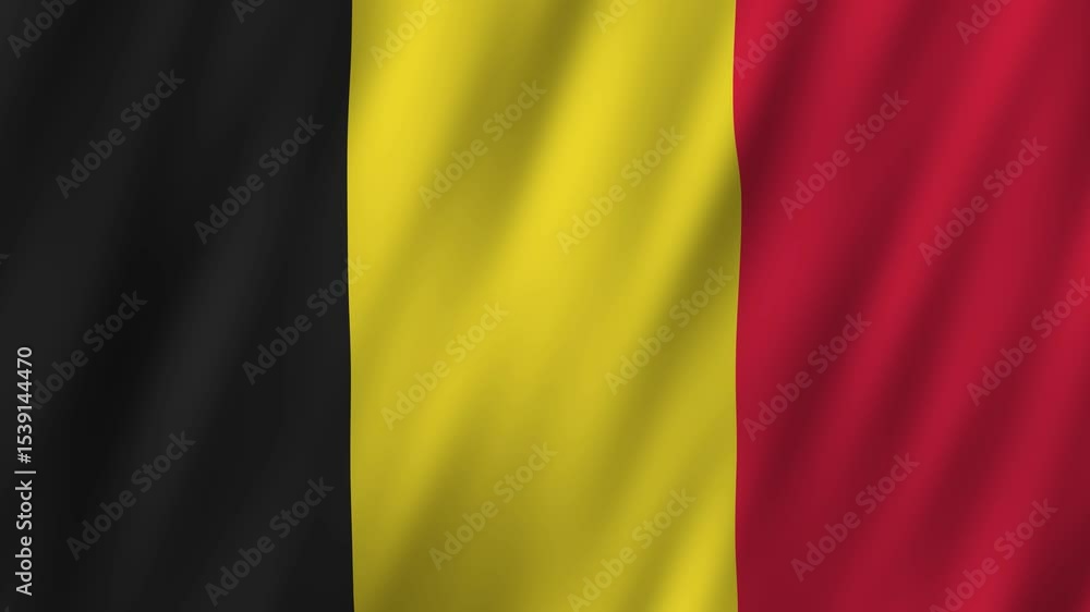 Celebrating national pride with the Belgium flag waving on a sunny day Celebrating national pride with the Belgium flag waving on a sunny day
