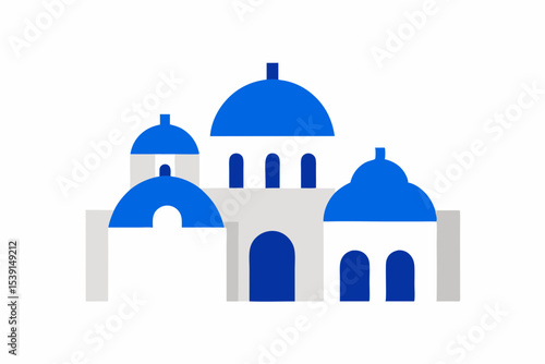 Greek island architecture blue domes whitewashed walls