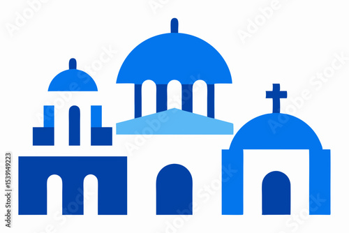 blue and white church buildings clip art preview
