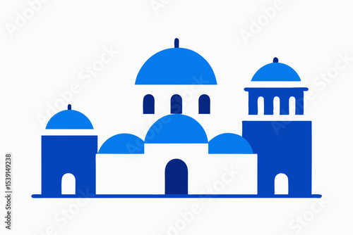 Simplified blue and white greek island architecture