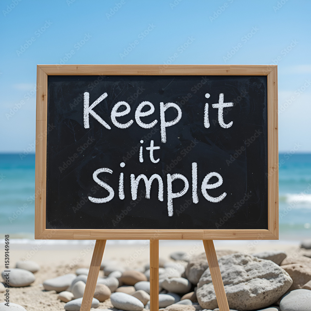custom made wallpaper toronto digitalKeep it simple symbol. Concept word Keep it simple on beautiful black chalk blackboard. Beautiful stone beach sea blue background. Business motivational keep it simple concept. Copy space.