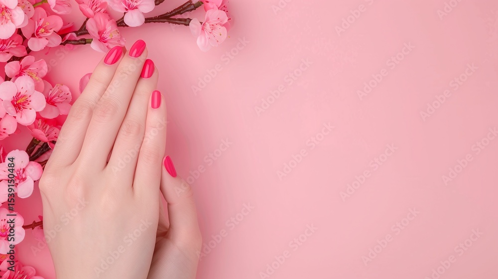 Hands with bright red manicure and cherry blossoms on pastel background, Floral spring nail concept for skincare and wellness, Feminine beauty with minimal flat lay
Hands with bright red manicure and cherry blossoms on pastel background, Floral spring nail concept for skincare and wellness, Feminine beauty with minimal flat lay