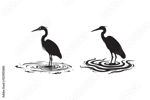 Heron Bird Wildlife Silhouettes