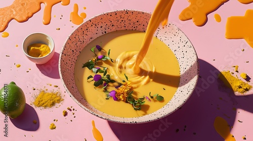 golden pumpkin soup, coconut milk,