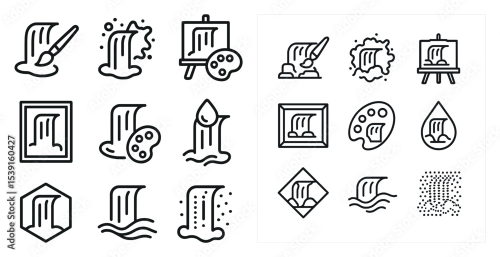 Art and painting outline icons set – creative, linear, artist symbols collection Art and painting outline icons set – creative, linear, artist symbols collection