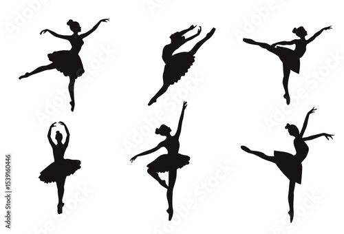 Ballerinas Silhouette On A White Background Vector