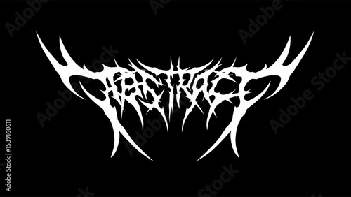 Abstract text typography vector in a striking and intense dark metal font style for t-shirt print apparel, sticker, poster, logo and more