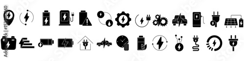 Charger icon vector set. Charging illustration sign collection. Electricity symbol. Powerbank logo.