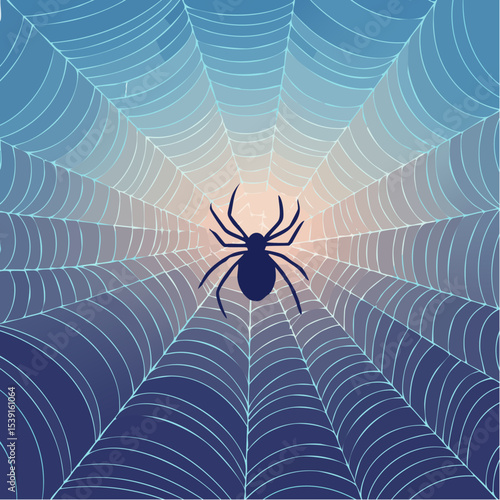 Vector - Spider Web with Silhouetted Spider 20