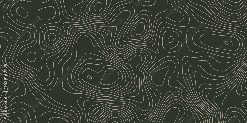 Fototapeta premium Topographic pattern texture. White contours on black vector topography. Geographic mountain topographic. Map on land strok terrain. Elevation graphic contour height lines. Vector Illustration.
