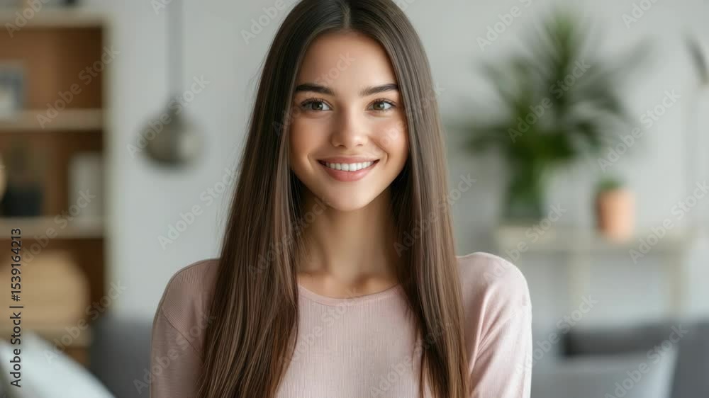 Smiling woman posing for , workplace background, professional appearance, positive mood, friendly face, office environment. Smiling woman posing for , workplace background, professional appearance, positive mood, friendly face, office environment.
