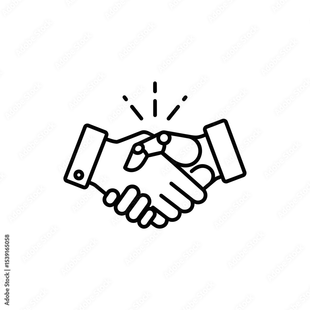 Fototapeta premium Artificial Intelligence handshake symbolizing collaboration and trust