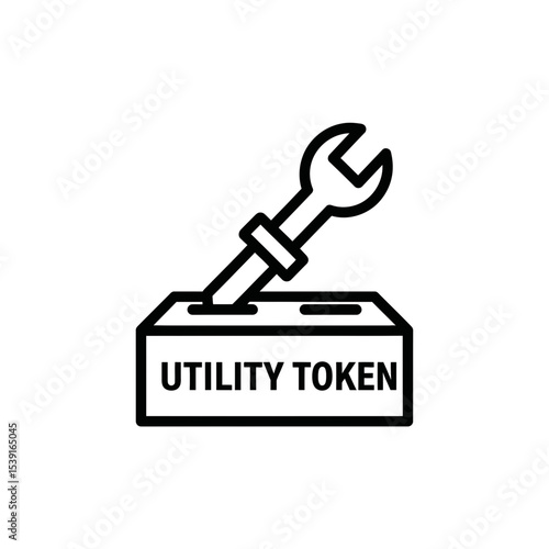 Utility token icon with wrench symbolizing blockchain technology