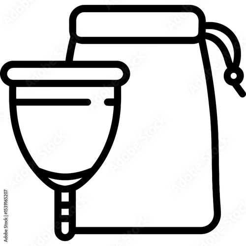 Menstrual cup with case outline icon vector
