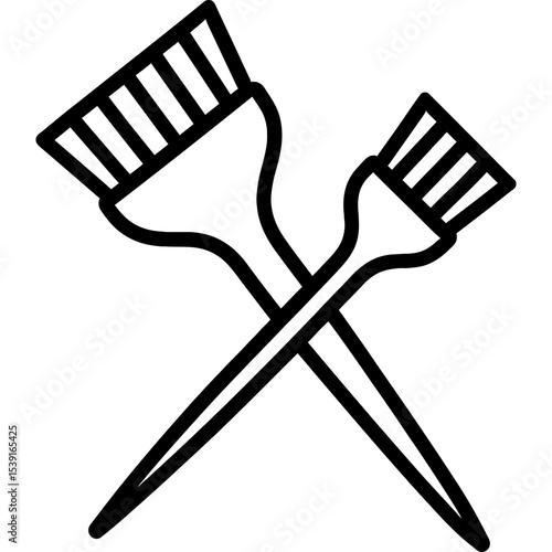 Vector outline of hair salon tint brushes