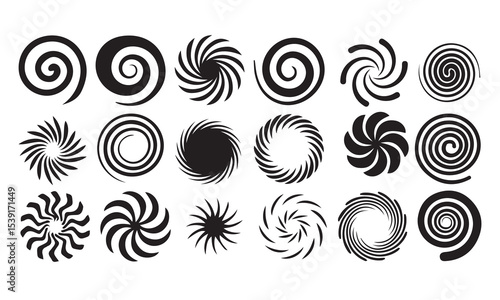 Collection of spiral and swirl design elements