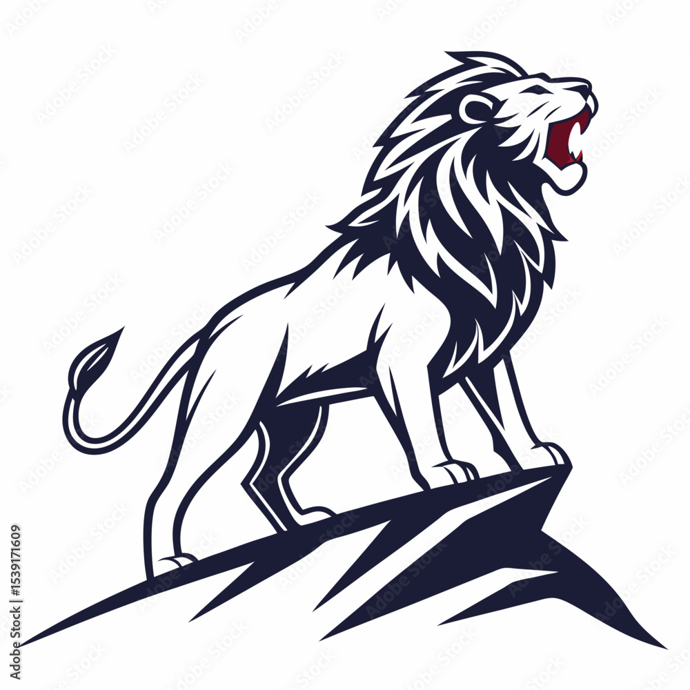 Obraz premium Roaring Lion Vector Logo design Fierce Black and White Wild Animal Mascot for Branding Tattoo Design and print design