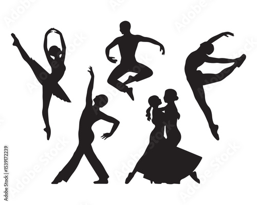Silhouette collection of diverse dancers