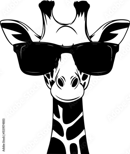 illustration of a cute giraffe wearing glasses