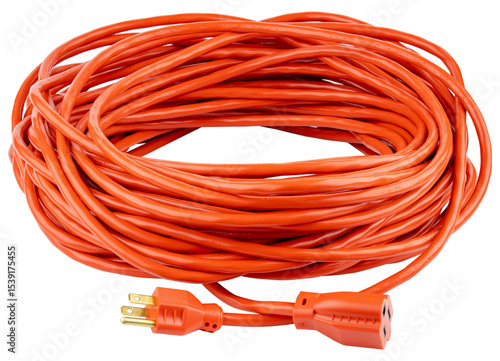 Extension cord. Single outle outdoor extension cord. Long heavy duty electric waterproof, weatherproof and flame retardant Extension cord. Orange prong power cord outside for lawn and garden. 