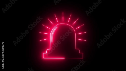 Glowing Neon Emergency Siren Icon Animation on Black Background – Alert Warning Light Symbol