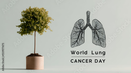 Tree Resembling Human Lungs for World Lung Cancer Day on Clean Minimal Background Vector