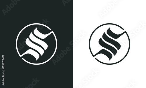 Letter S Logo Vector Template. Abstract Modern Wave and Flow Symbol inside Circle. Minimalist Monogram Initial for Business, Tech, or Finance Identity.