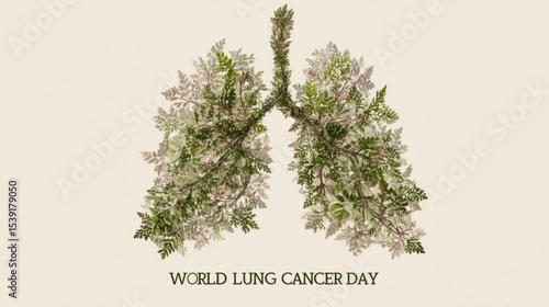 Realistic Green Leafy Lungs Composition Representing Nature and Breath for Lung Cancer Awareness