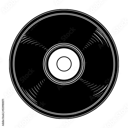 Download black and white vinyl record vector art illustration for music lovers and collectors today