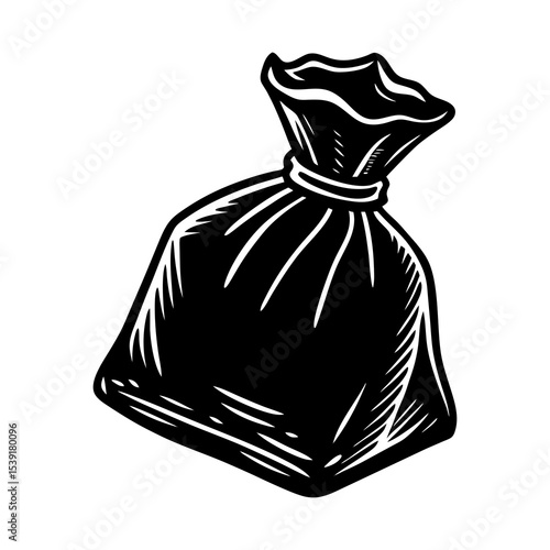 Illustration of black garbage bag trash bag refuse sack rubbish bag waste bag vector graphic image