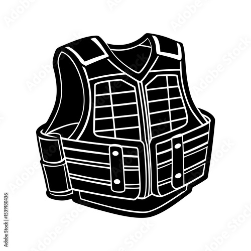 Tactical bulletproof vest vector illustration for security and military equipment design element icon 95