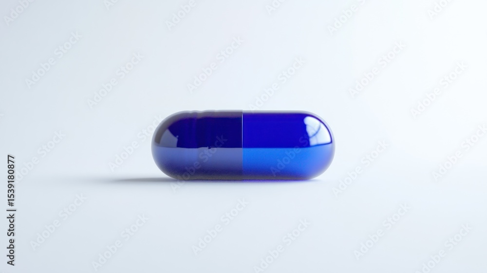 Blue pill on white background Blue pill on white background