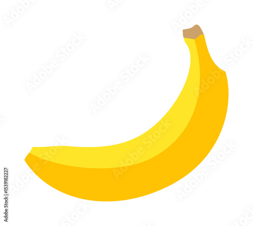 Single yellow banana fruit isolated on white background in simple illustration style