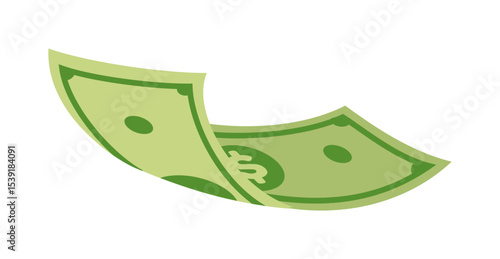 Obraz na plátně Floating green dollar bills, representing financial flow and wealth illustration