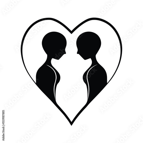 Romantic couple silhouette forming a heart shape with hands