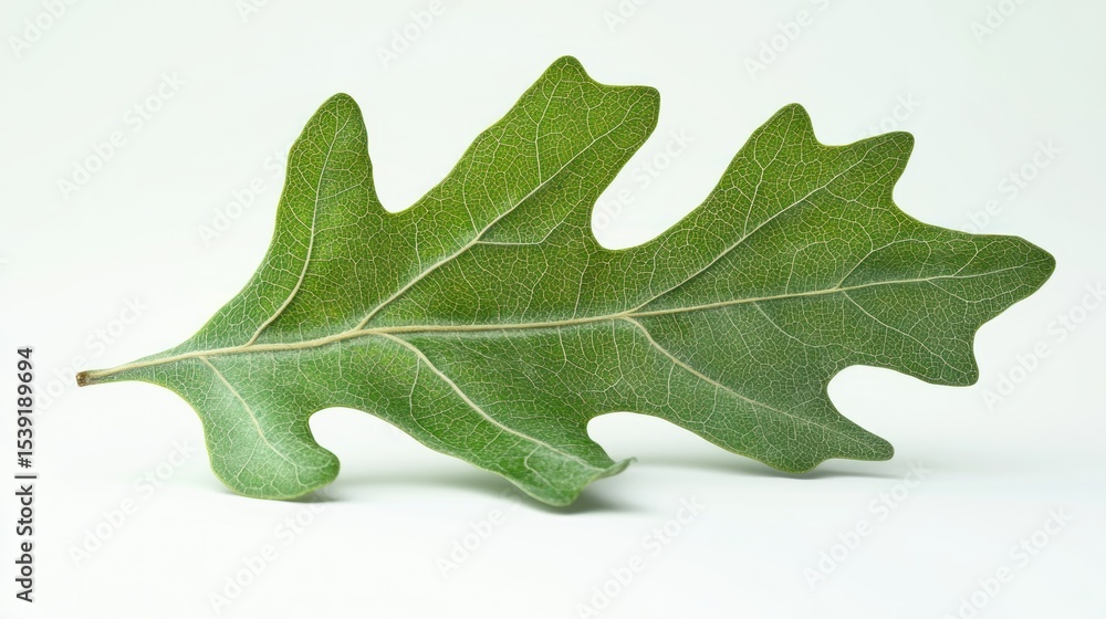 Fototapeta premium Close-up of a single green oak leaf