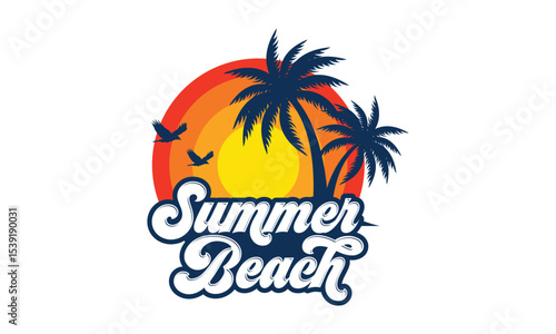Summer beach logo design vector