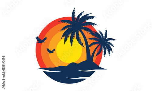Beach logo design vector